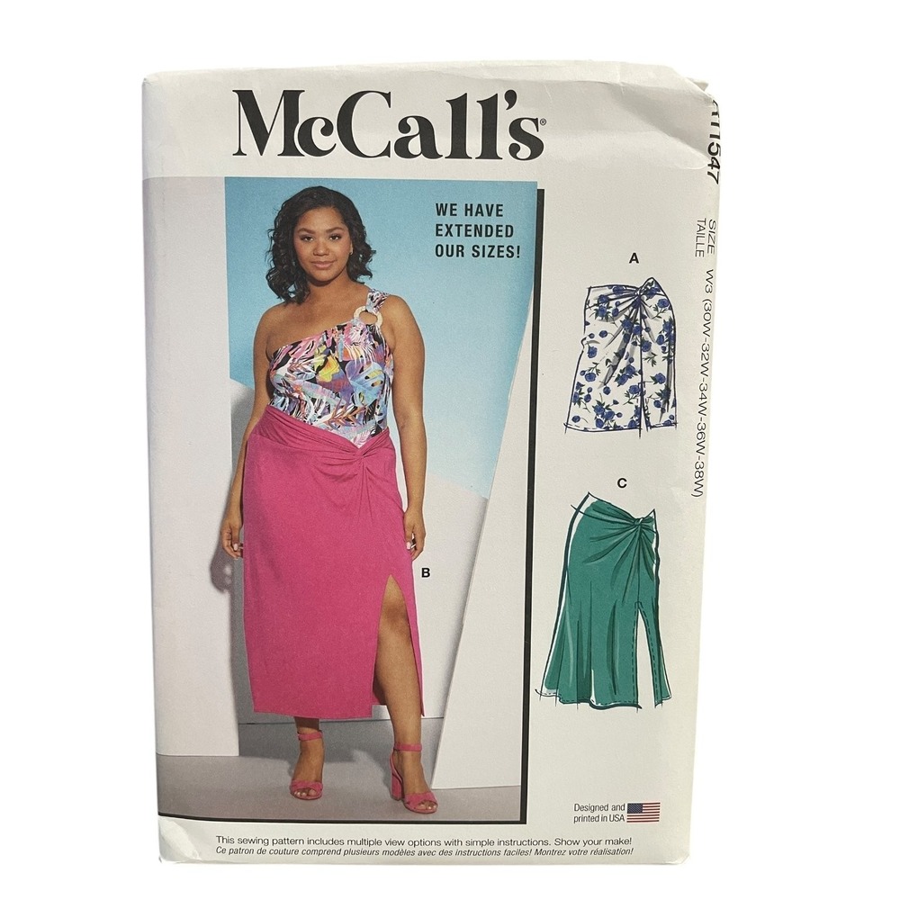 McCall's R11547 Women's Knit Skirts Plus Size Sewing Pattern Sizes 30W-38W